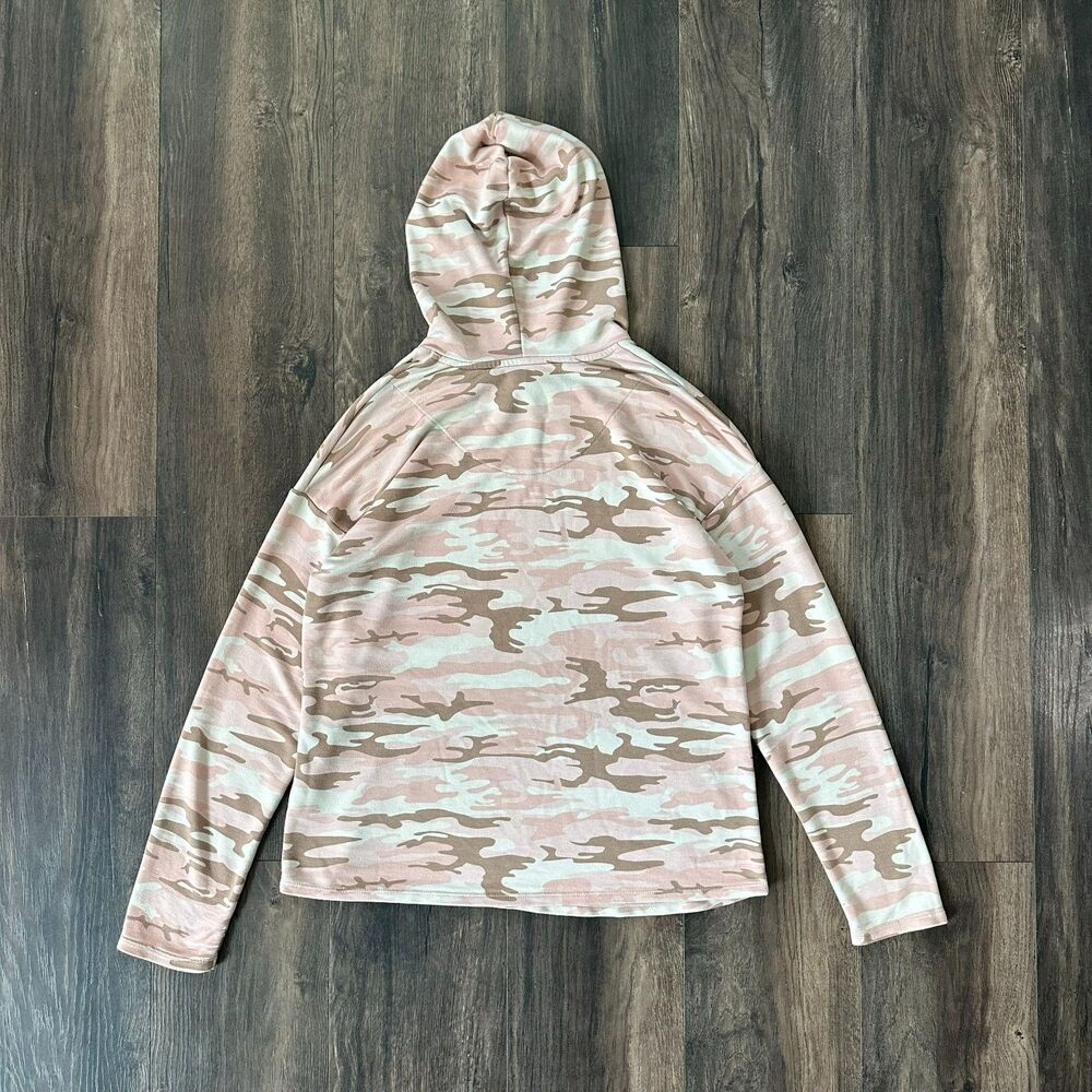 Sanctuary Pink Camo Hoodie Sweater Long Sleeve Shirt Oversized Lightweight Small - Picture 2 of 5